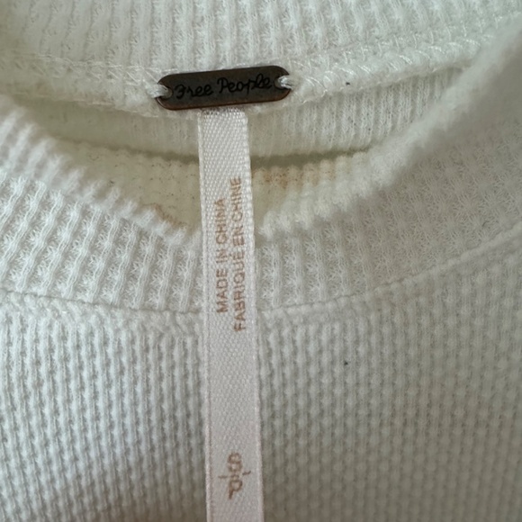 Free People Switch It Up Thermal Top Shirt Womens Crochet Cuff Mock Neck S - Picture 4 of 7